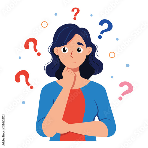 girl thinking vector illustration