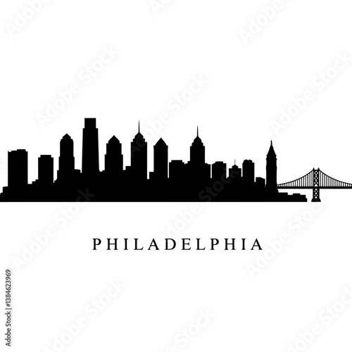 Philadelphia Cityscape Silhouette Vector