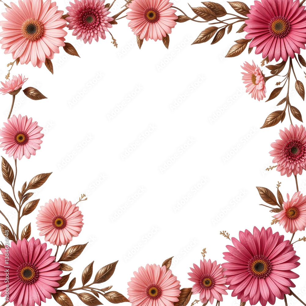 Obraz premium Pink Gerbera Daisy Border