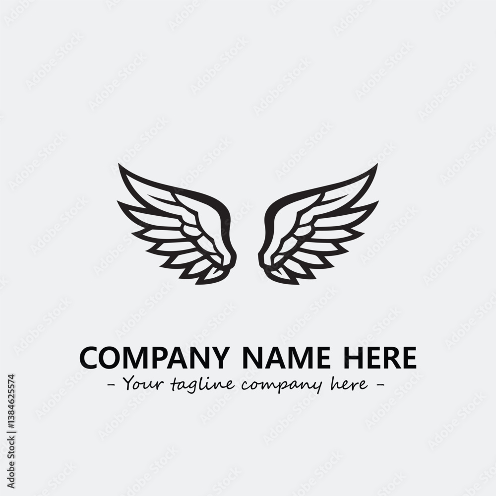 Obraz premium Wing illustration black and white for logo company vector image 