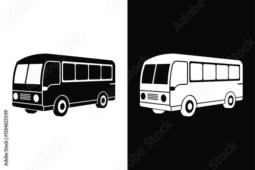 Bus Icon Silhouette Vector. Public Transport Symbol for Apps and Websites on Black and White Backgrounds