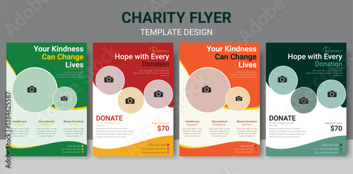 Charity Flyer Template  Donation Event Poster Design. Donation Campaign Flyer Template for NGO and Charity. Charity fundraising poster design template or donation charity flyer, leaflet.
