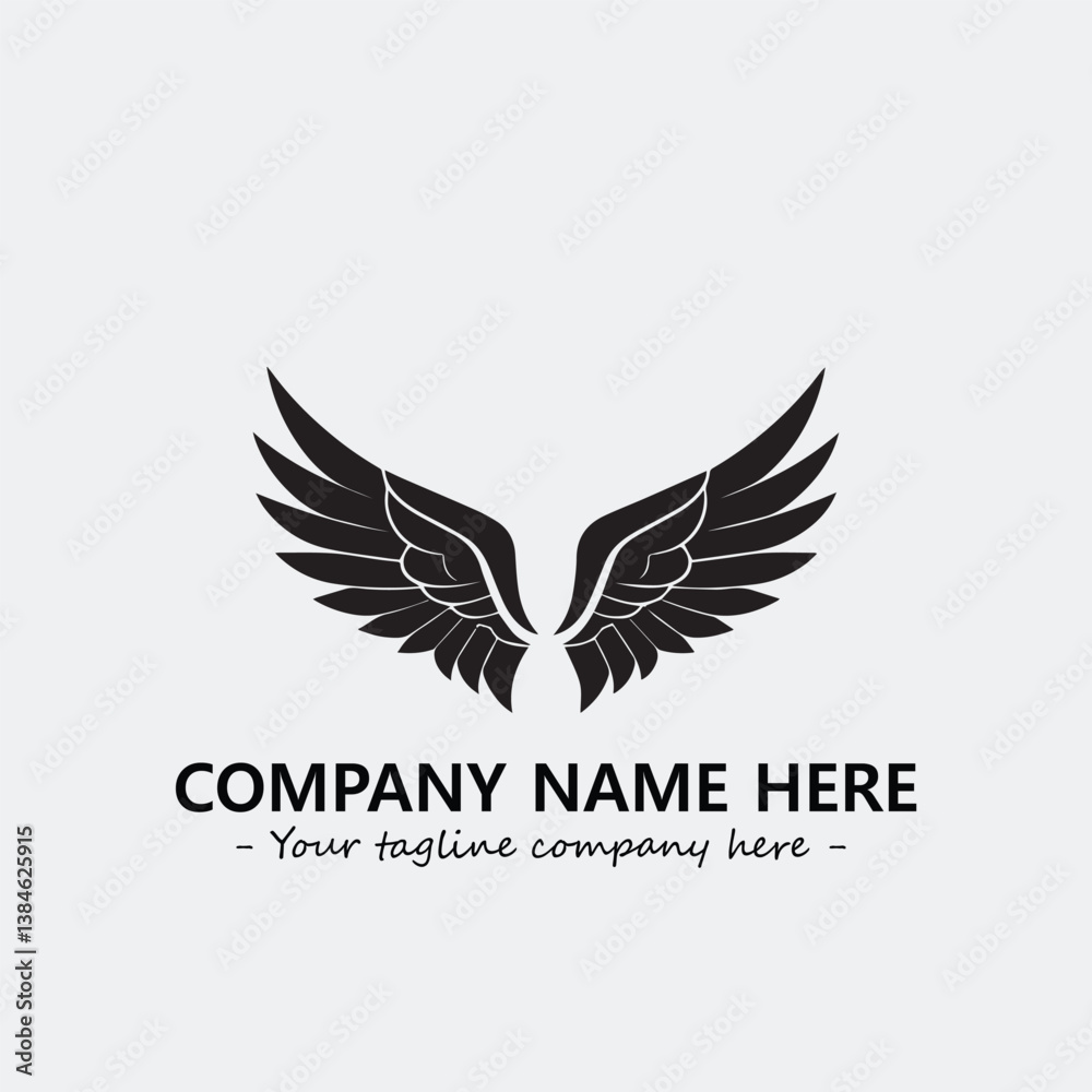 Obraz premium Wing illustration black and white for logo company vector image 
