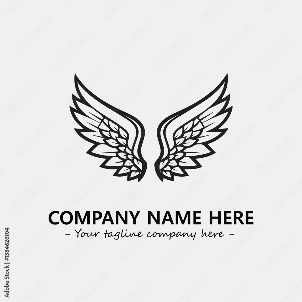 Obraz premium Wing illustration black and white for logo company vector image 