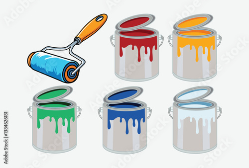 Brush vector round brush vector painting brush vector paint bucket vector paint bucket can vector round roller vector paint color jar vector brush illustration. 