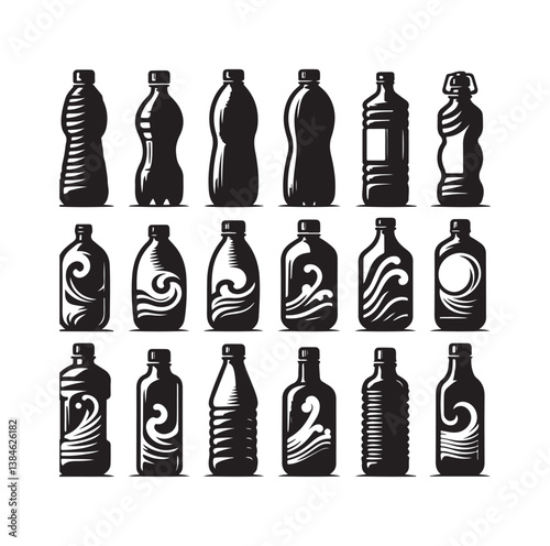 Water Bottle Silhouette design, isolated background