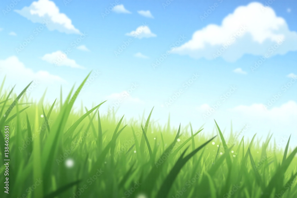 green grass field with a blue sky in the background green grass field with a blue sky in the background