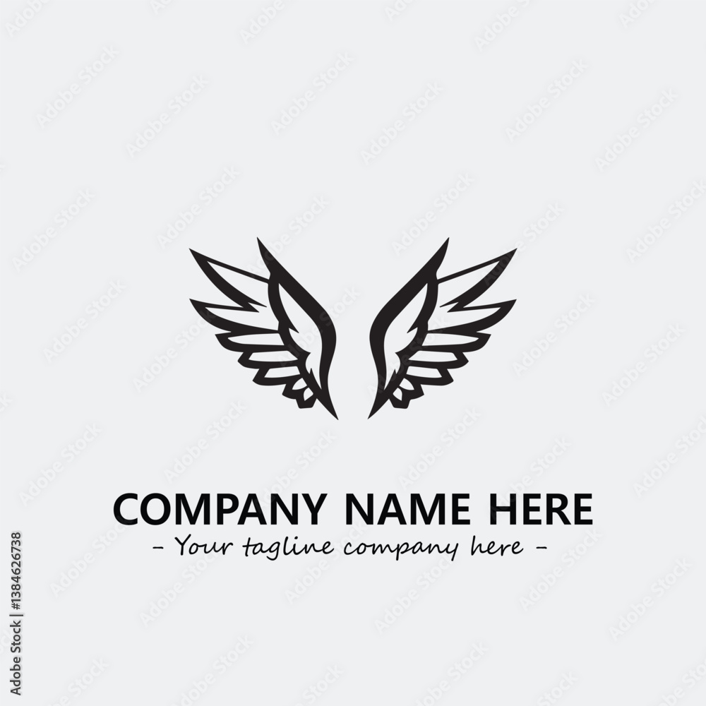 Wing illustration black and white for logo company vector image
Wing illustration black and white for logo company vector image