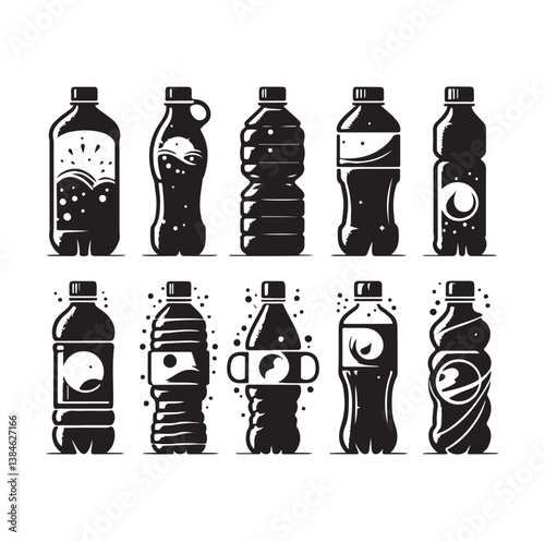 Water Bottle Silhouette design, isolated background