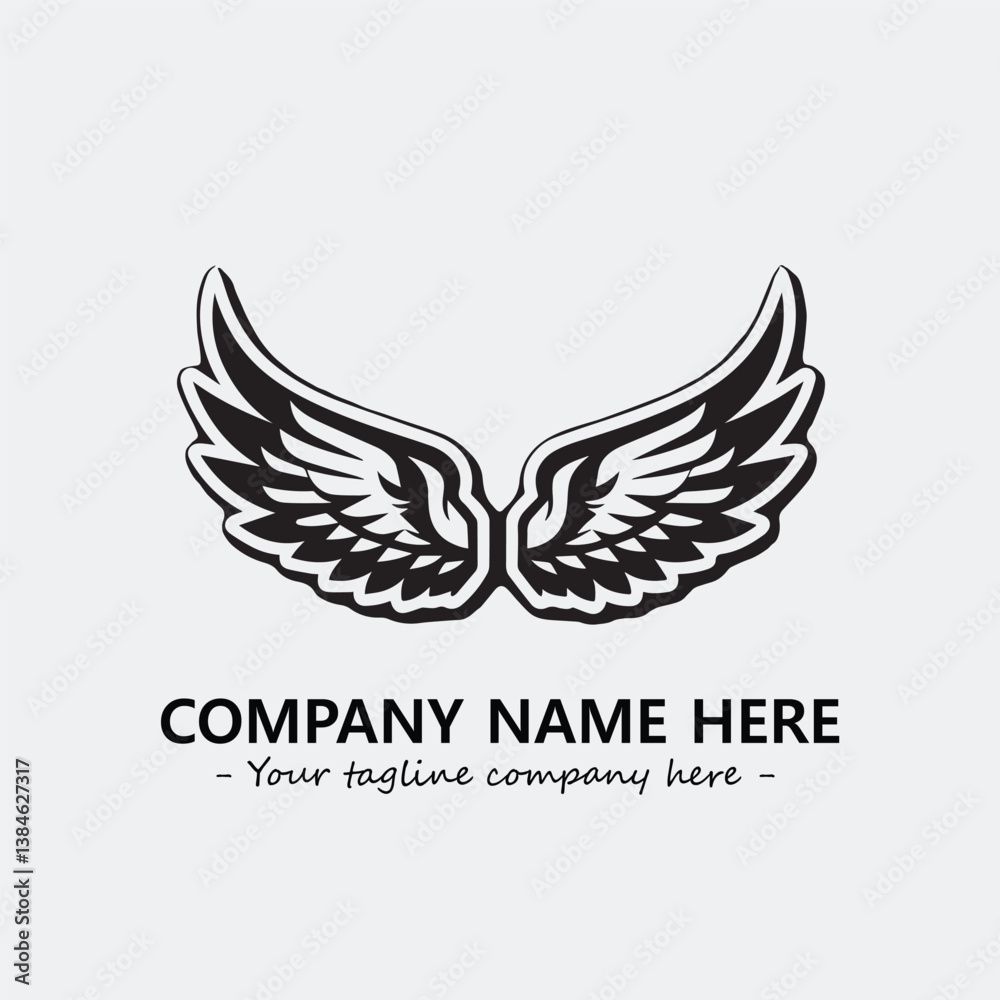 Obraz premium Wing illustration black and white for logo company vector image 