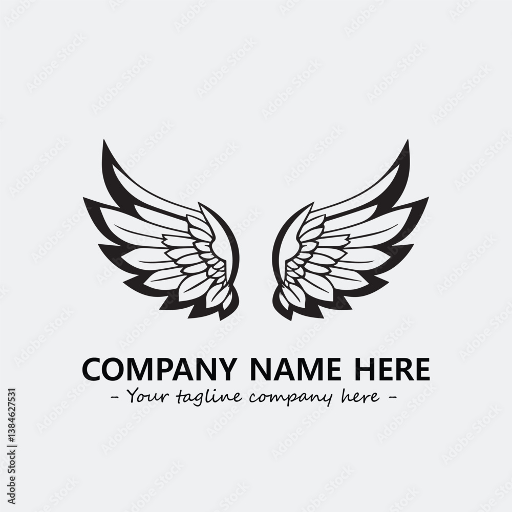 Obraz premium Wing illustration black and white for logo company vector image 
