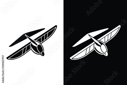 Black and White Glider Icon Vector. Sleek Silhouettes for Print and Digital Design