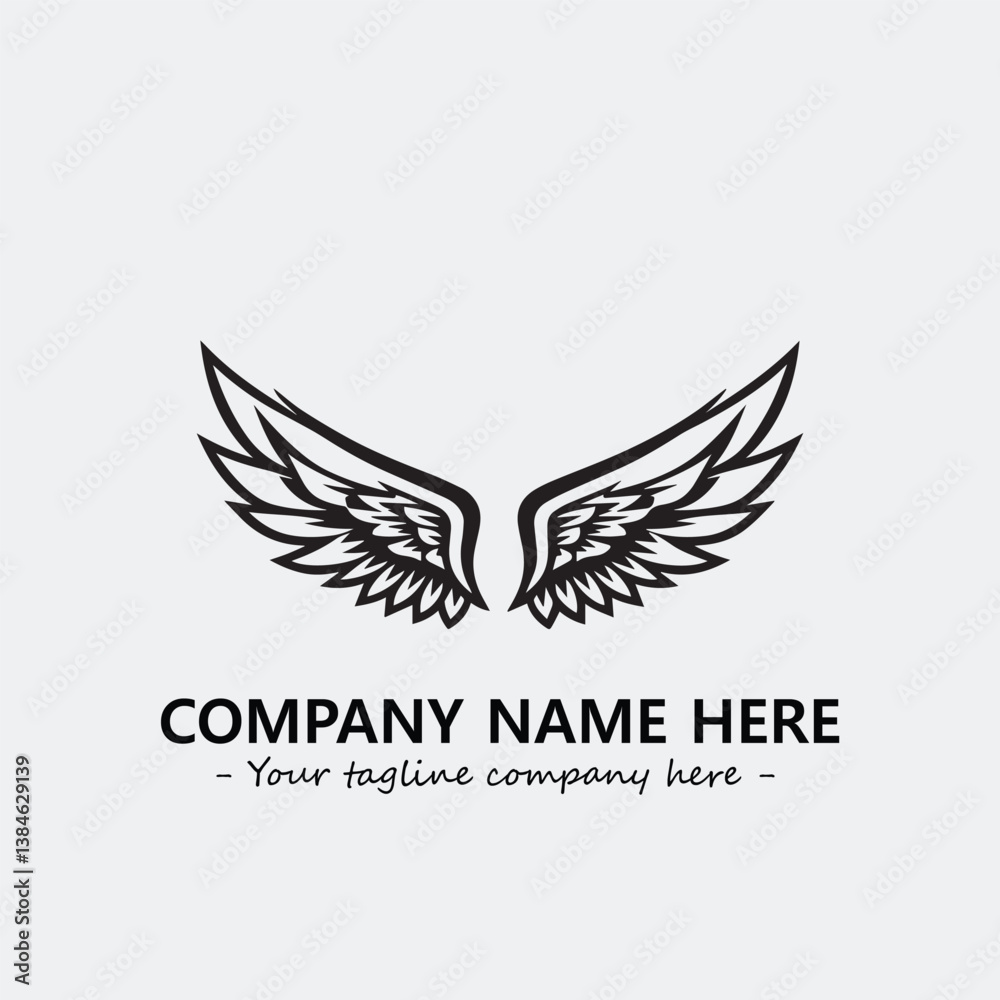 Obraz premium Wing illustration black and white for logo company vector image