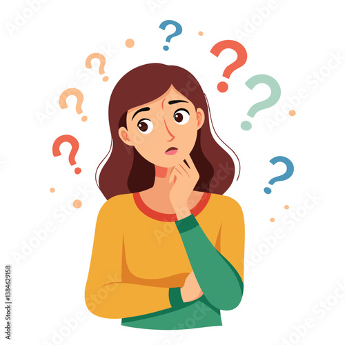 girl thinking vector illustration