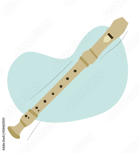 Flute vector illustration.Flute Sign Emoji Icon Illustration. Wind Instrument