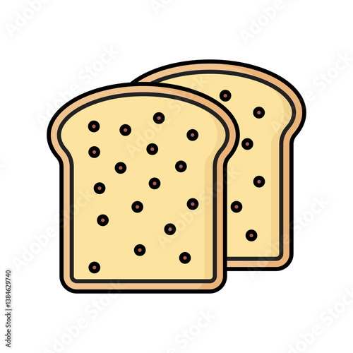 Toast icon in lineal color style featuring two slices of bread, great for breakfast and healthy food visuals
