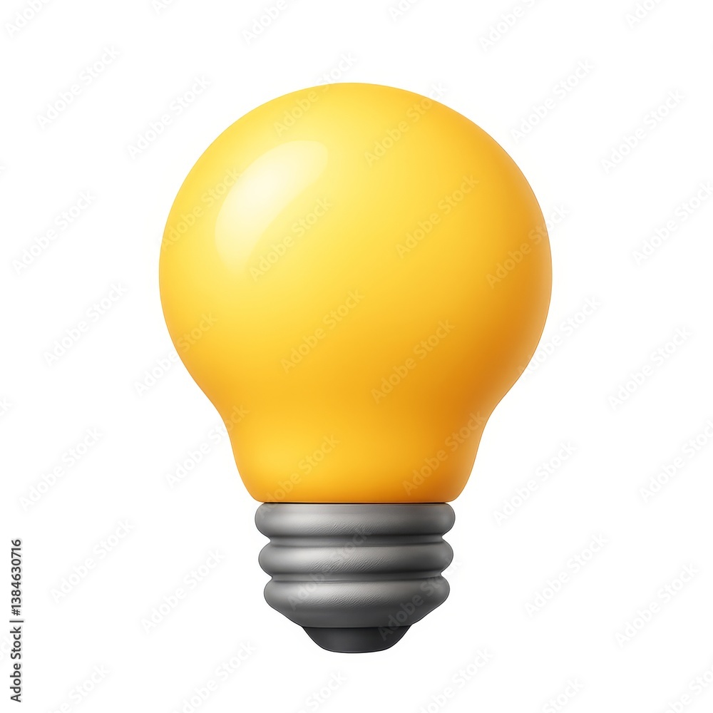 Simple 3D Lightbulb Icon for Creative Projects and Designs Simple 3D Lightbulb Icon for Creative Projects and Designs