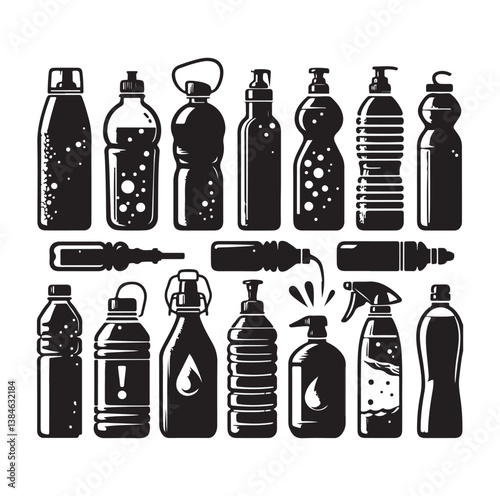 Water Bottle Silhouette design, isolated background
