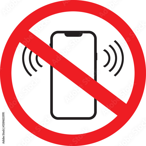 Silent mobile phone icon in generic design. Cellphone with prohibition sign symbol