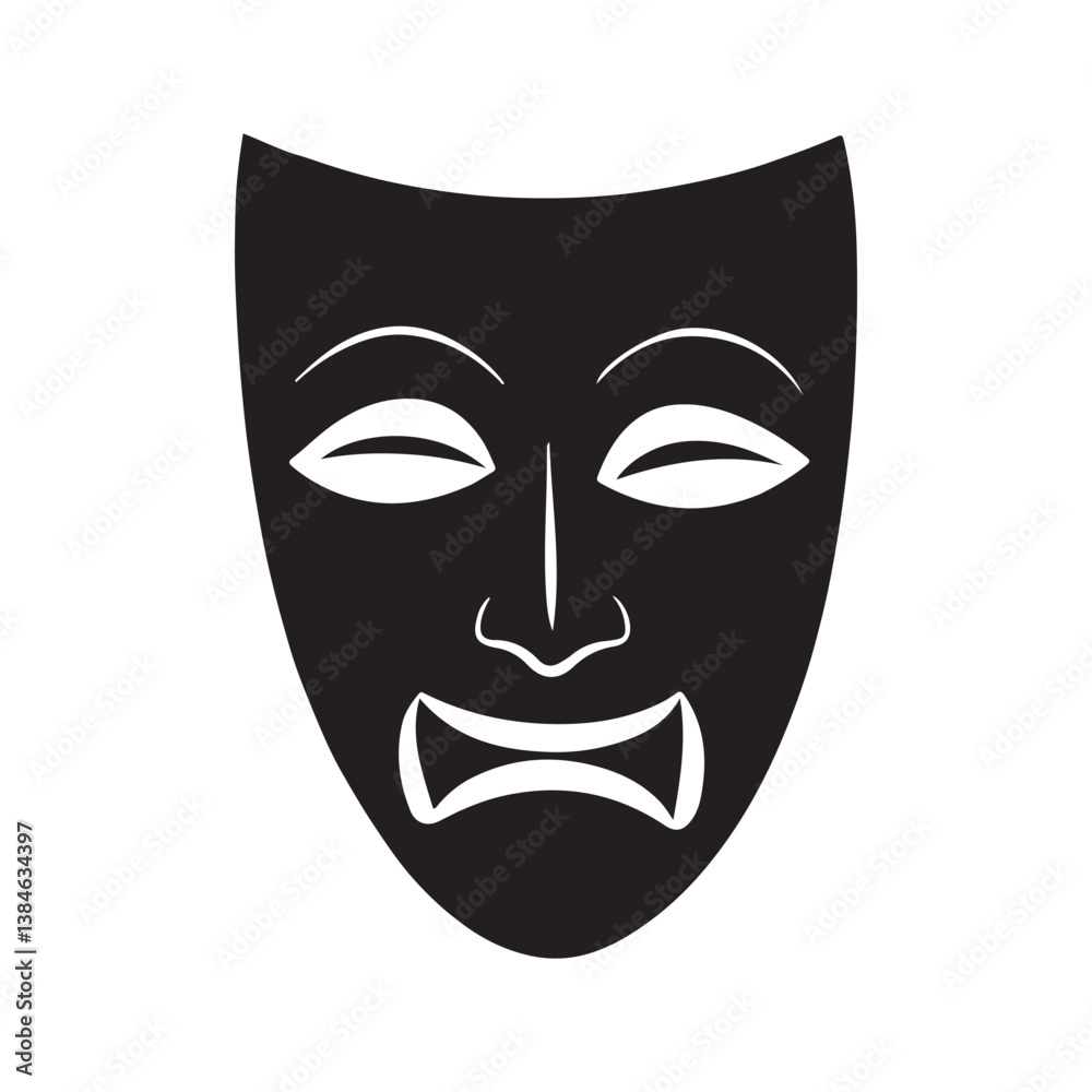 Theatre mask silhouette vector illustration design on white background Theatre mask silhouette vector illustration design on white background