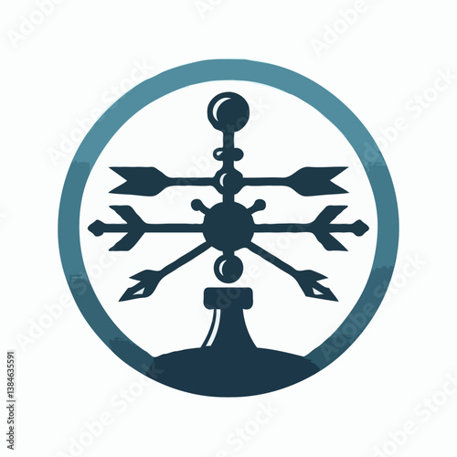 Weather vane symbol in modern graphic style against light background  