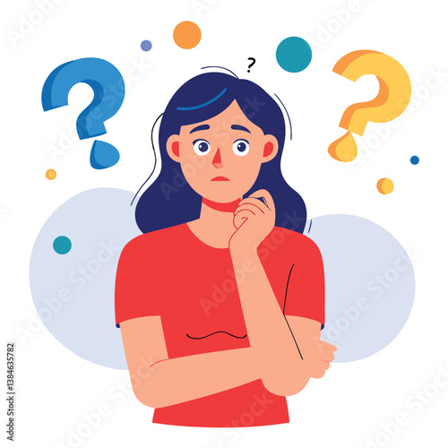 girl thinking vector illustration