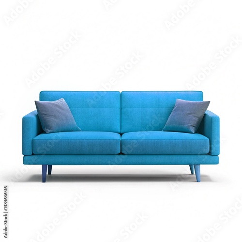 Bild auf Leinwand Brown and blue, fabric and leather sofa isolated on white