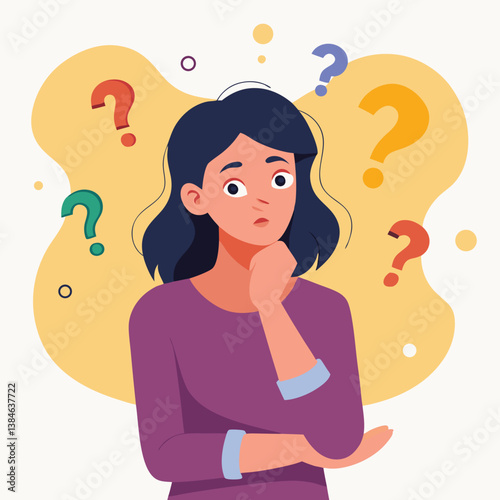 girl thinking vector illustration
