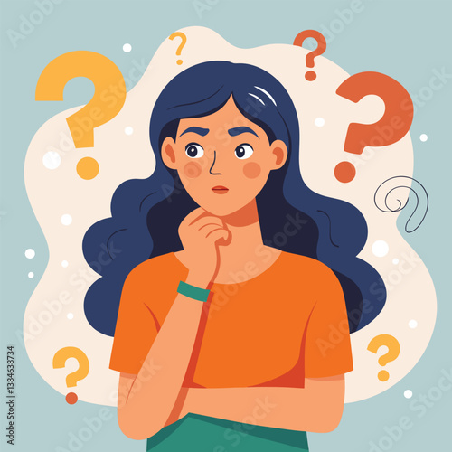 girl thinking vector illustration