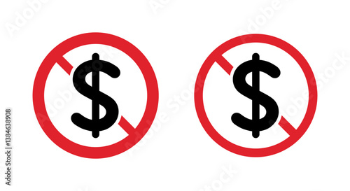 No dollar, money forbidden icon isolated on white background