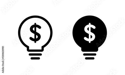 Light bulb dollar icon isolated on white background. Money idea sign symbol