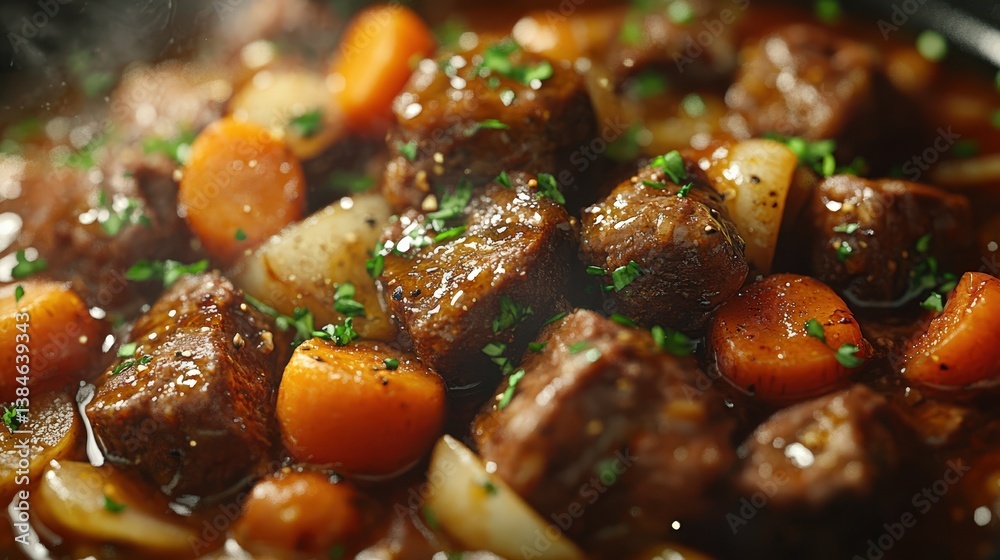 Delicious Beef Stew Recipe Close up of savory beef cubes carrots and onions in a rich brown gravy Delicious Beef Stew Recipe Close up of savory beef cubes carrots and onions in a rich brown gravy