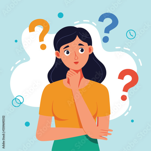 girl thinking vector illustration