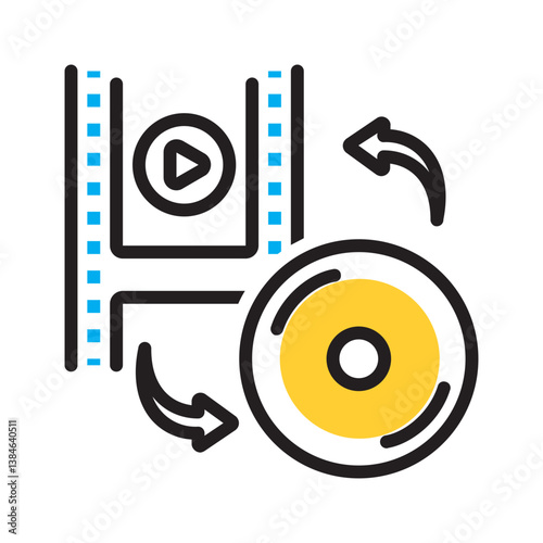 Vector multi color icon for Video duplication