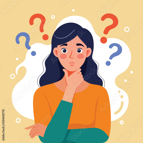 girl thinking vector illustration