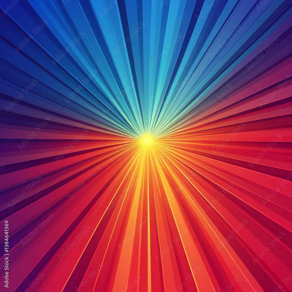 Fototapeta premium A vibrant, colorful gradient abstract background with radiating lines creating a sunburst effect