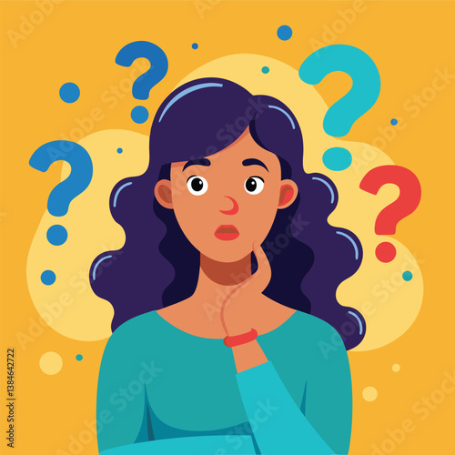 girl thinking vector illustration