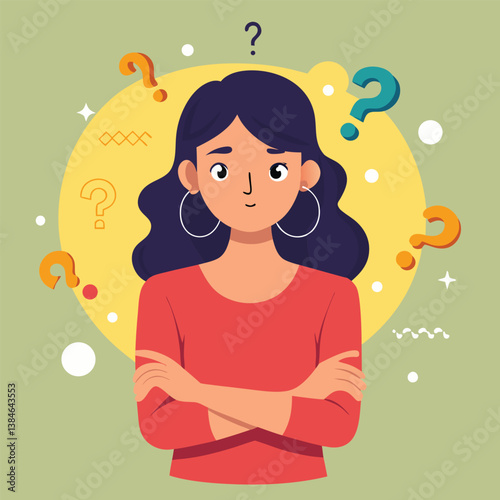 girl thinking vector illustration