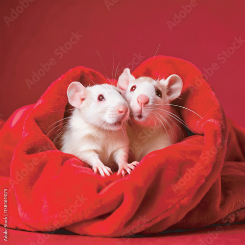 Two adorable pet rats sit closely together on a rich for National Pack Rat Day