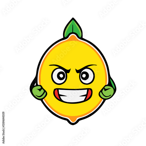 Angry Lemon with Sharp Teeth – vector Fierce Fruit Illustration

