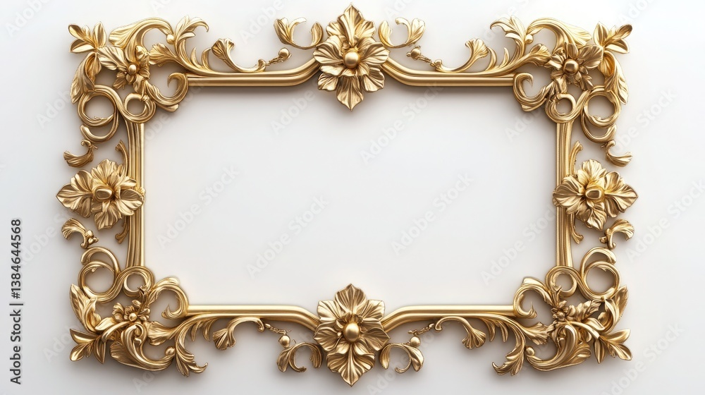 Luxurious Ornate Gold Picture Frame with Intricate Floral and Scrollwork Details