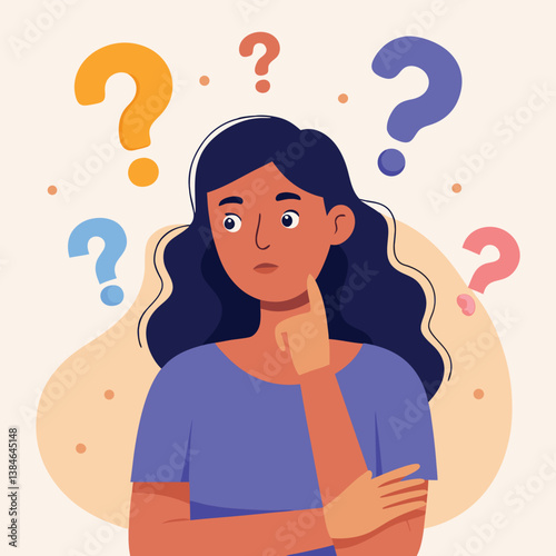 girl thinking vector illustration