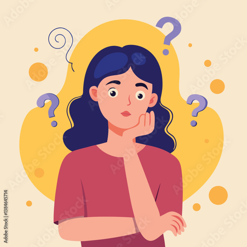 girl thinking vector illustration