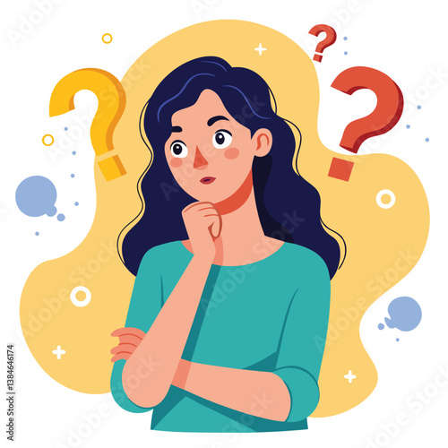 girl thinking vector illustration