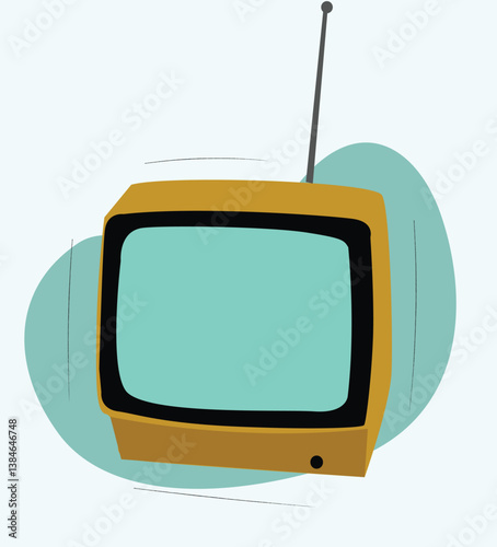 Vector illustration  retro tv.Analogue retro TV with antenna and orange plastic body. 