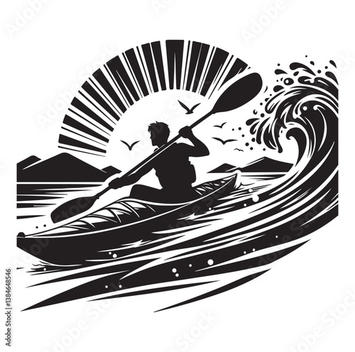 kayak icon silhouette vector illustration on a white background. 