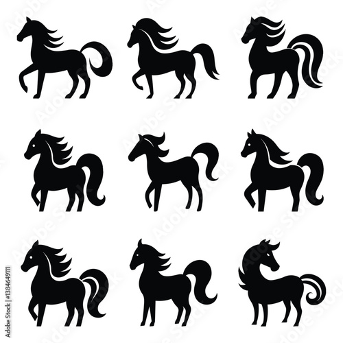 Vector Silhouettes of Majestic Horses