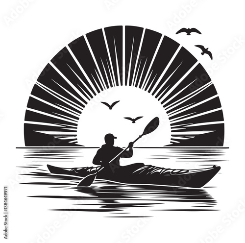 kayak icon silhouette vector illustration on a white background. 