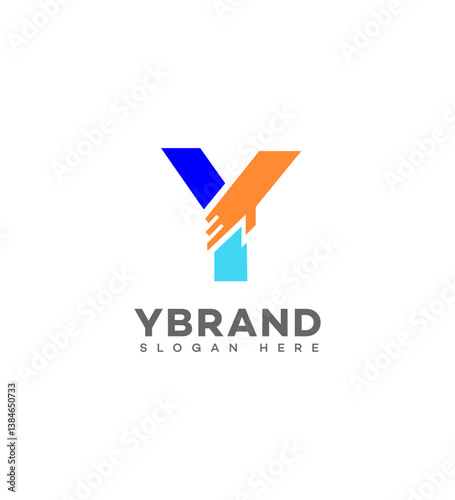 Y Brand Logo Creative Hands Unity Teamwork Letter Y Design