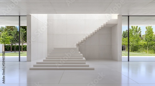 Modern concrete staircase in a contemporary home